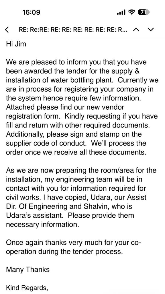 Shangri La Hotel Fiji Confirmation Email